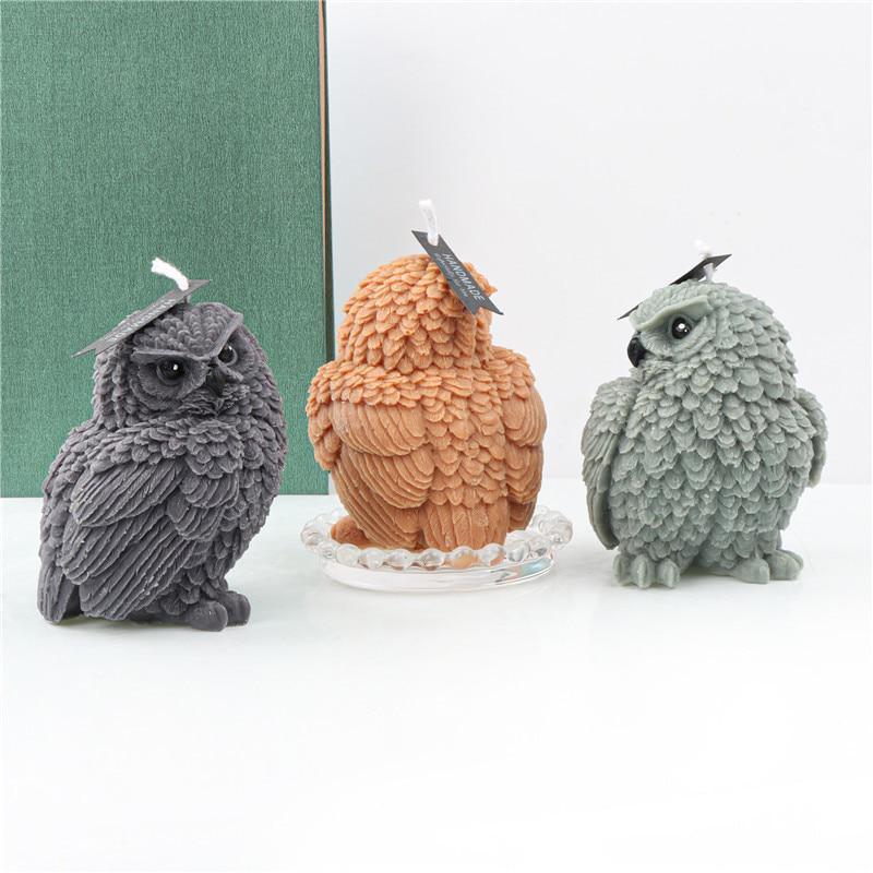 Tilted Head Owl Candle Silicone Mold DIY Cute Animal Owl Scented Candle Plaster Resin Soap Mould Cake Chocolate Molds Home Decor