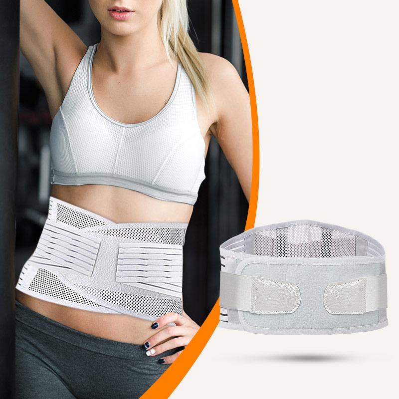 Lumbar Support Belt Lumbosacral Back Brace Design Adjustable Support Straps Anti-skid Waist Belt with Stays Breathable Mesh Gray