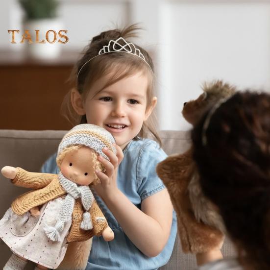 Păpușă Waldorf lucrată manual Haine elegante Păpuși tricotate expresie cu păr moale Cadou de păpușă vintage croșetată pentru prietenii familiei Călătorii în aer liber Decor acasă