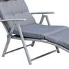 Patio Sun Lounger Garden Textilene Foldable Reclining Chair Adjustable Recliner with Cushion Pillow - Grey