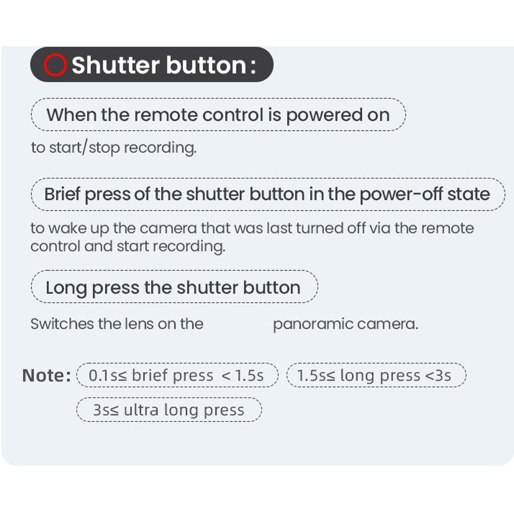 BT Remote Control Smart Remote for Insta360 X5 X4 X3 GO 3S with 50M Range IPX6 Waterproof Wireless Camera Controller