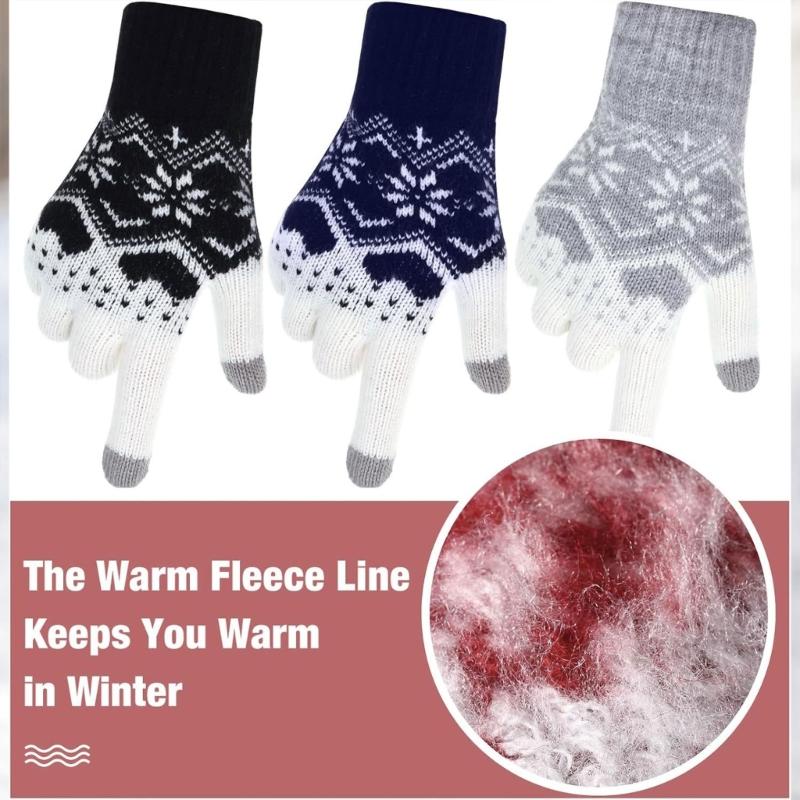 Outdoor Winter Gloves for Daily Walks, Phone-Ready Fingertips, Jacquard Detail and Wrist Rib Comfort for Adults