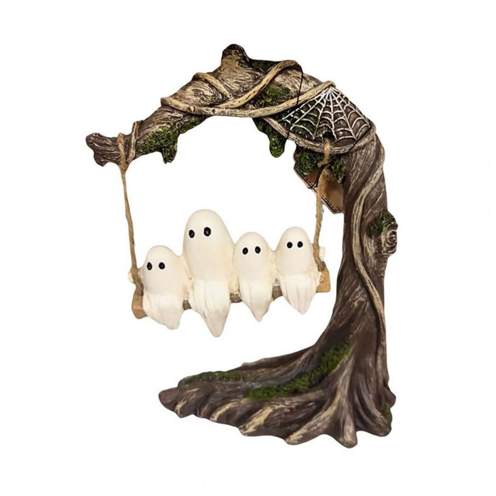 

Swing Ghost Figurine Hand-crafted Ghost Decoration Spooky Swinging Ghost Figurine for Halloween Decor Cute for Porch Indoor
