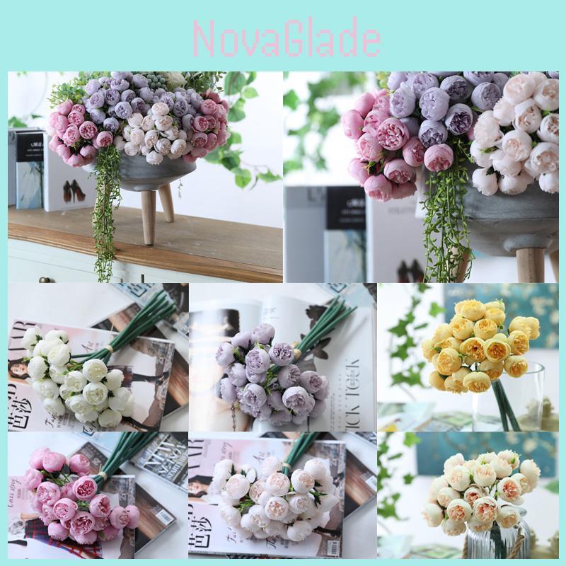 Stunning High Realistic 21-head Peony Tea Rose Silk Flowers For Home Decor