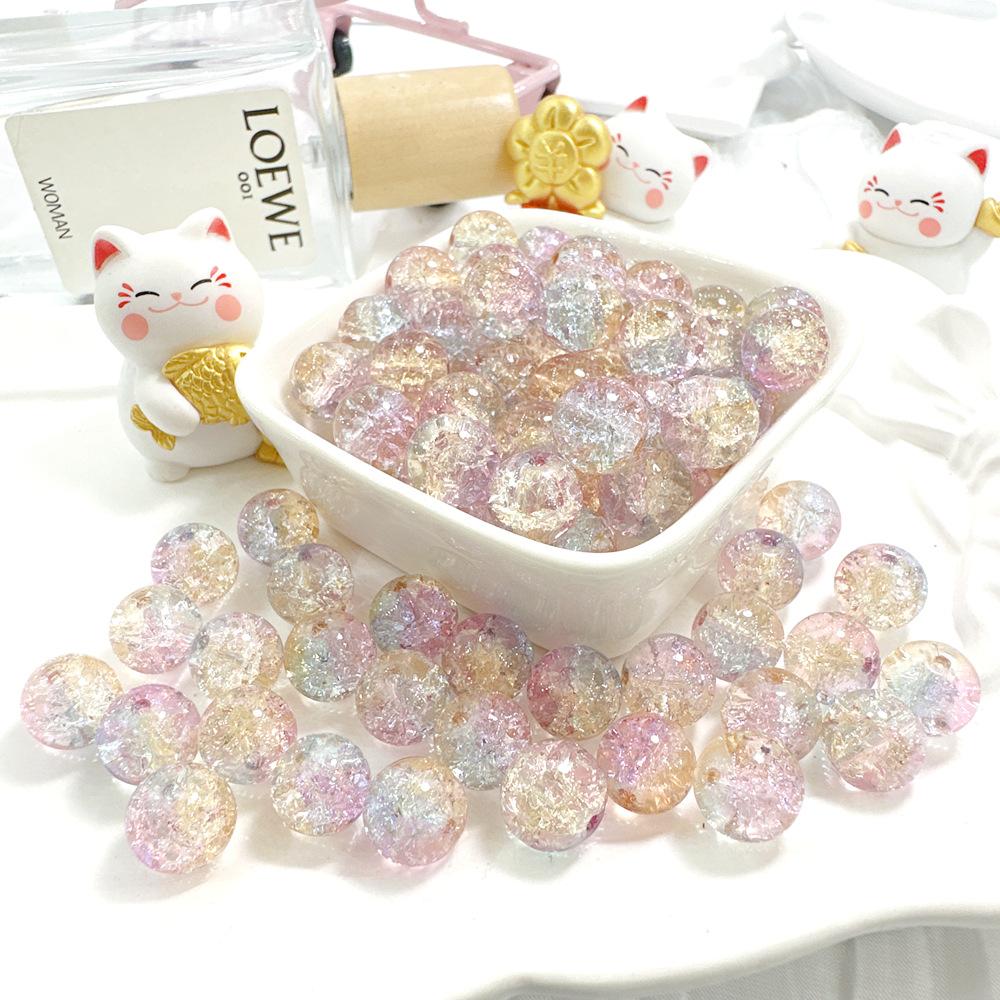 10mm Crackle Glass Round Beads, Loose Spacer Beads DIY Accessories for Bracelet Making 50pcs