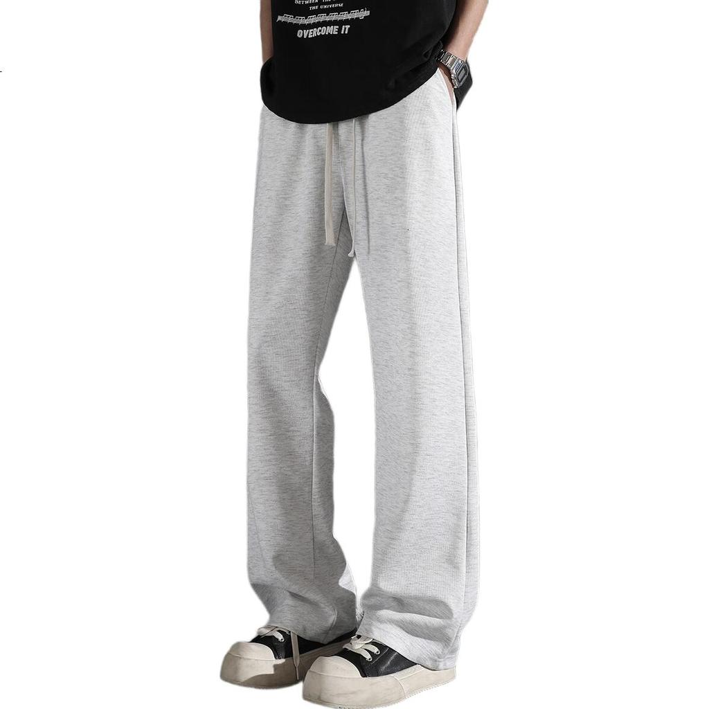 Foss Phil American Style Micro Flared Curved Blade Pants Men's Autumn Winter Casual Straight Loose Slim Sports Pants K1109 White Gray 2XL