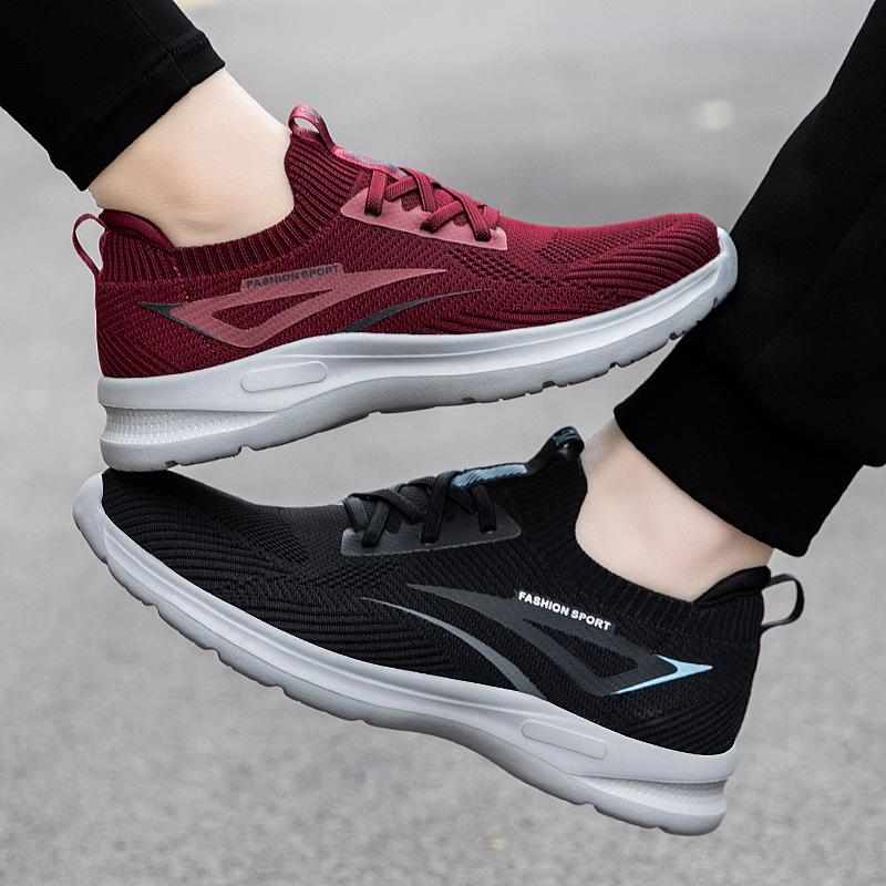 Women's Shoes Wide Instep Casual Walking Shoes Couple Sports Tide Shoes Flying Woven Mesh Breathable Lightweight Mother Shoes Elderly Shoes