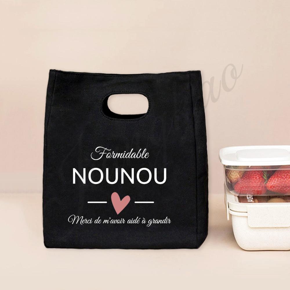 Beste Nanny der Welt Aufdruck Lunchtasche Tragbar Isoliert Canvas Kühltasche Bento Tasche Thermisch Lebensmittelaufbewahrungstaschen Geschenk für Nounou