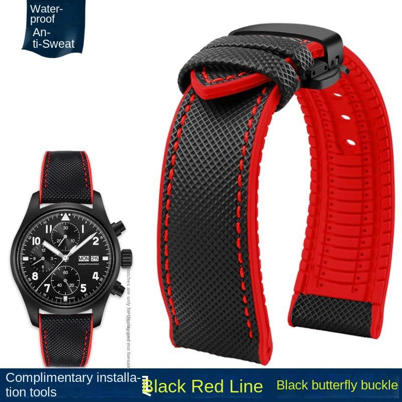 20mm 22mm 23mm 24mm Nylon Rubber Bottom Waterproof Watch Band for Longines IWC Pilot Mark 18 Seiko Omega Series Watchband Strap