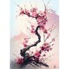 Japońska Różowa Sakura Akwarela Kwiat Wiśni Plakat Druk Płótno Obraz Malarstwo Ścienne Obrazy do Salonu Wystrój Domu
