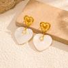INS Style Natural Shell Heart Earrings Minimalist Luxury 18K Gold Stud Earrings Premium Tarnish Free Ear Jewelry