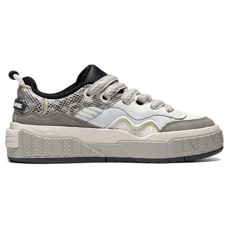 Li Ning 001 Unblock Comfortable Versatile Non-Slip Wear-Resistant Breathable Low-Top Skate Shoes Men Sneakers Off-White Gray AGCT095-3