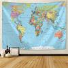 1 Pc World Map Tapestry High-Definition Map Fabric Wall Hanging Decor Watercolor Map Letter Polyester Table Cover Yoga Beach Towel