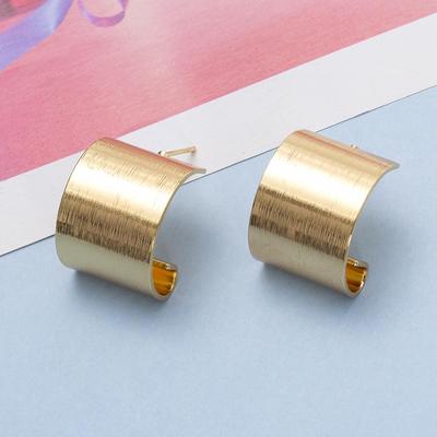 Brincos de Metal Escovado Geométricos em C Semicírculo para Mulheres - Joias de Natal Retrô