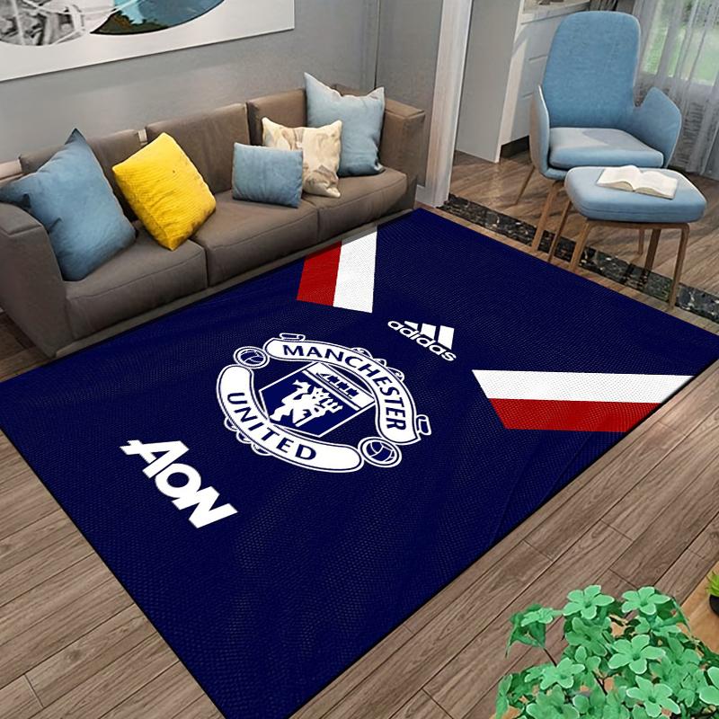"Manchester United Logo Carpet Blue with Adidas and AON Design" Suitable for Use As an Anti-slip for Living Room Bedroom Sofas