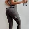 Pantaloni da Yoga a Vita Alta Monocolore Multi Tasche Push Up Senza Cuciture Skinny Leggings Fitness da Donna Activewear