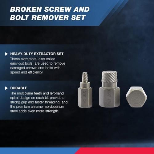 Neiko Hex Multi-Spline Broken Screw/Bolt Extractor 04204A, 25-Piece Reverse Tap Set, 1/8" To 7/8" (1/32" Increments)