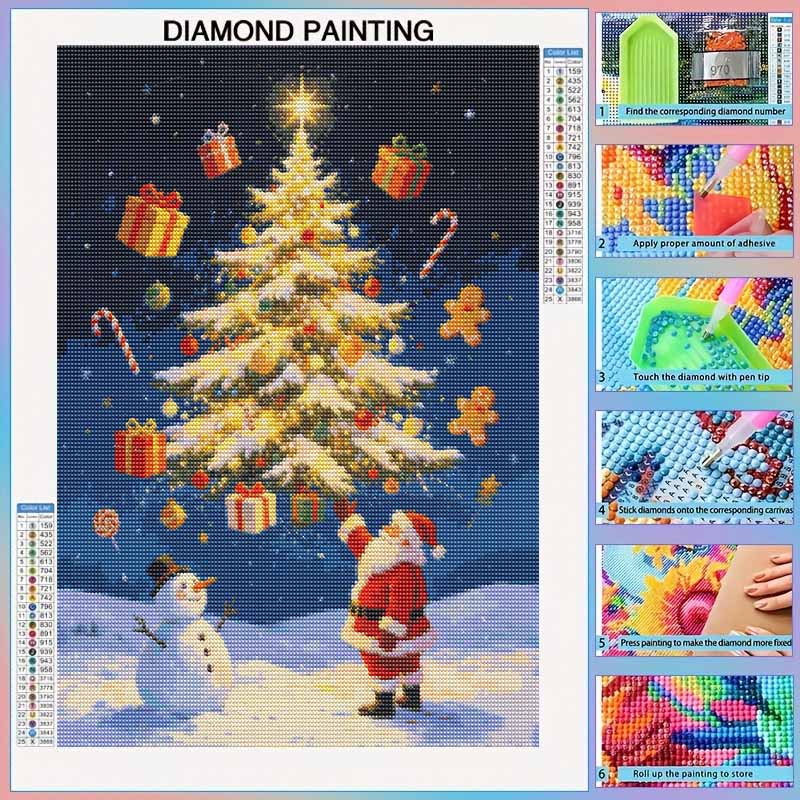 DIY 5D Diamond Painting Kit Christmas Tree Santa Full Drill Rhinestone Art Canvas Relaxing Creative Craft for Home Wall Decor Gift