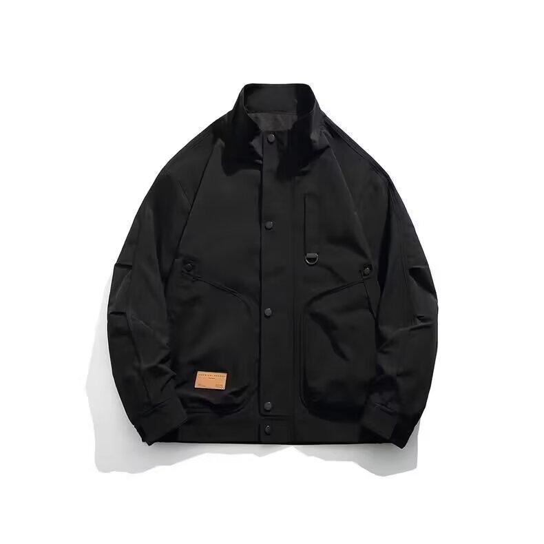 

Куртка рабочая с воротником-стойкой, мужская куртка, уличная штурмовая куртка, повседневная молодежная куртка L чёрный