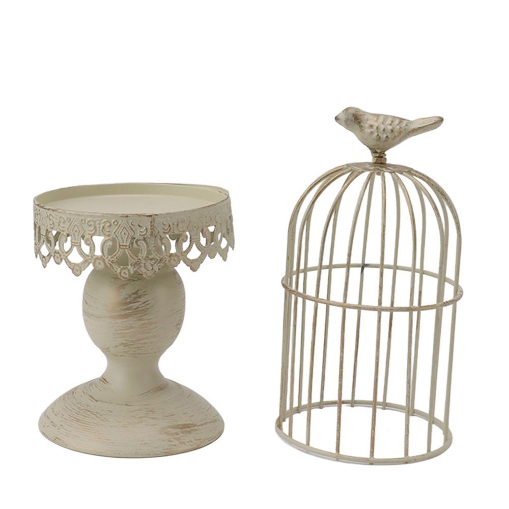 4.13in Birdcage Candle Holder white Retro Iron Candle Stand Living Room Display S
