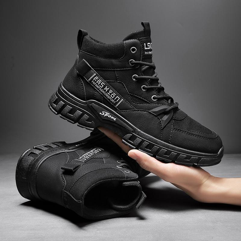 New Fashion Autumn And Winter Men's High Top Martin Boots Students Male Boys Trending Soft Sole Work Shoes Labor Protection Martin Sneakers