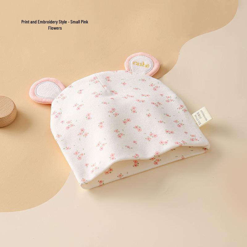 

Newborn Pure Cotton Windproof Double-Layer Hat, 0-3 Months, Fontanelle Protection, All-Season One Size (0-3 Months)