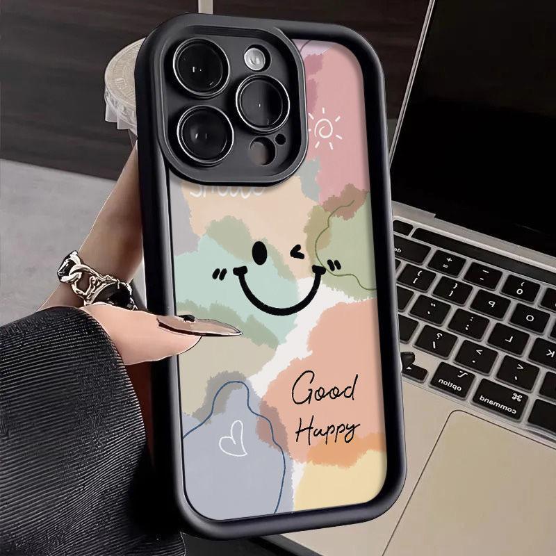 Smudge Smiley Face iPhone17Promax Mobile Phone Case Ladder Is Suitable for Apple 16promax All-inclusive Tianyan 15 Sets.