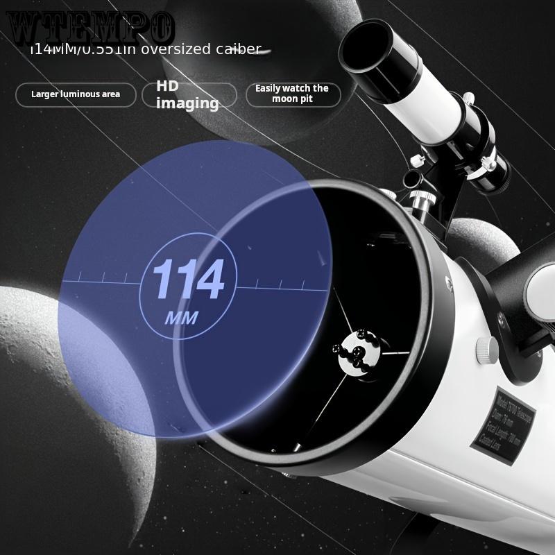 Astronomisk teleskop 114 mm stor blenderåpning med høy overføringslinse kan kobles til mobiltelefonen for å ta bilder