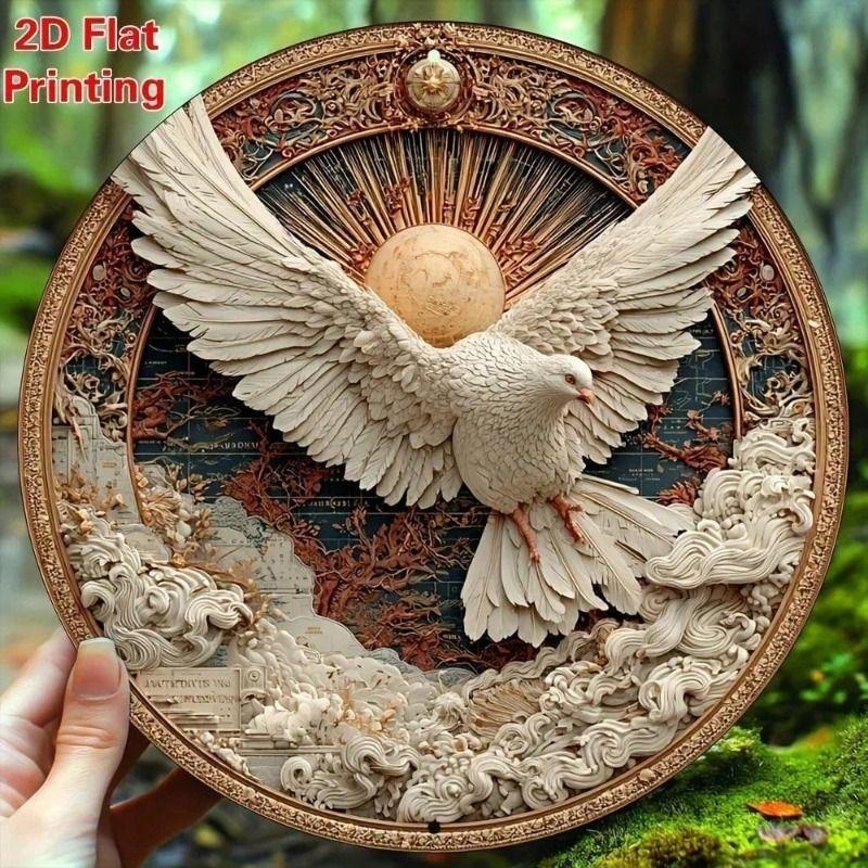 Peace Dove Sunflower Metal Wall Art 20x20cm Kitchen Garden Decor Vintage Tin Sign