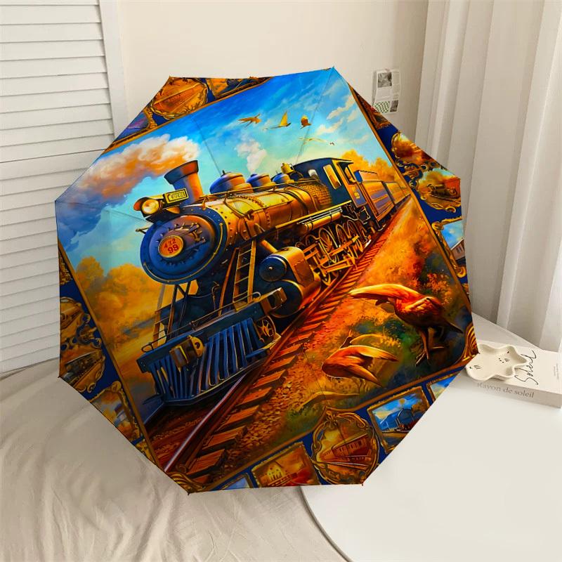 

1PC Train Umbrella-8-Rib Reinforced, Automatic Open, Lightweight & Durable, Fashion Accessory for Outdoor, H0400