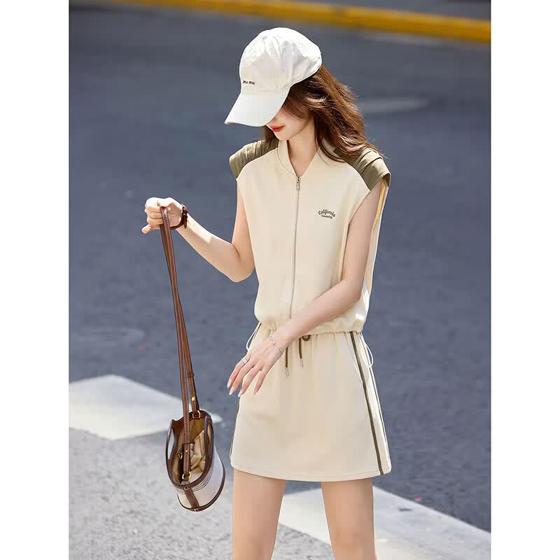 Women s Sleeveless Baseball Top & Skirt Set S