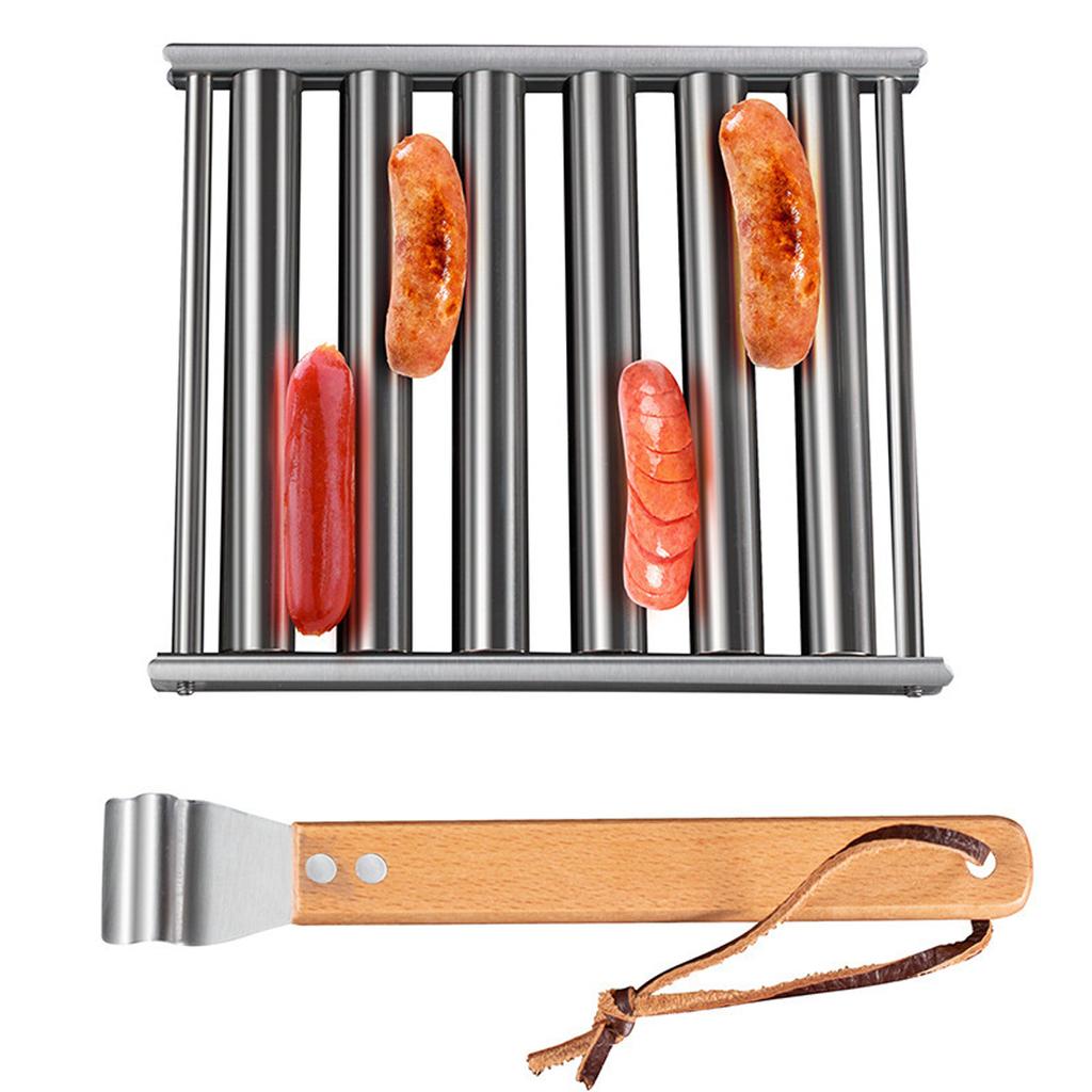 Leeseph Stainless Steel Hotdog Grill Roller, Sausage Roller Rack Barbecue Tools, Gathering Party Barbecue Camping Accessories