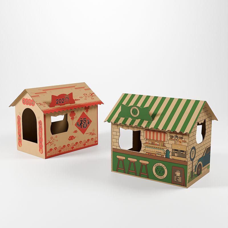 Large Cat Villa: Durable Cardboard Scratch House & Claw Sharpening Toy