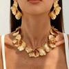 Design Sense Metal Pleated Petal Necklace Women, Fashion Style Irregular Three-Dimensional Flower Necklace