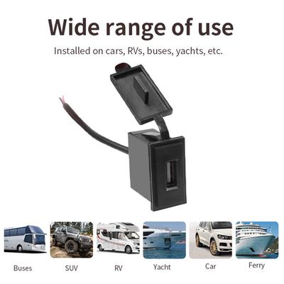 12v Mini Usb Car Charger Socket 2.4a Power Adapter Square Shape Fireproof For Motorcycle Auto Truck Atv Boat Car Rv Bus