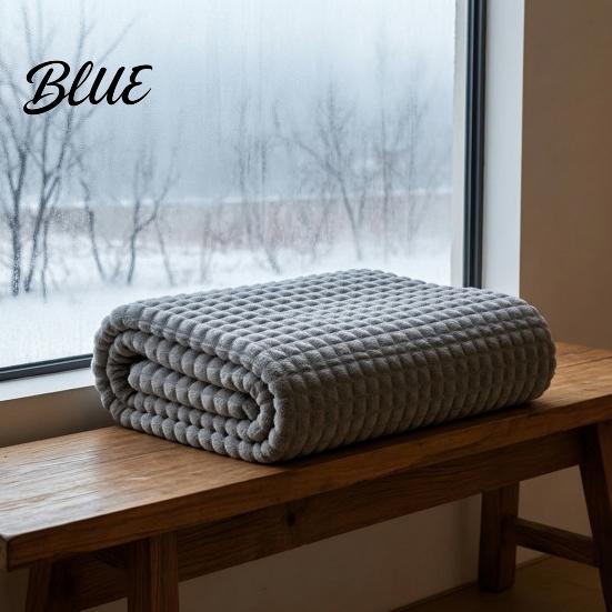 Thermal Insulation Blanket for Autumn Waffle Textured Fleece Throw Blanket Solid Color Milk Flannel Grid Cut Texture Sofa Plush Soft Warm Cozy Couch