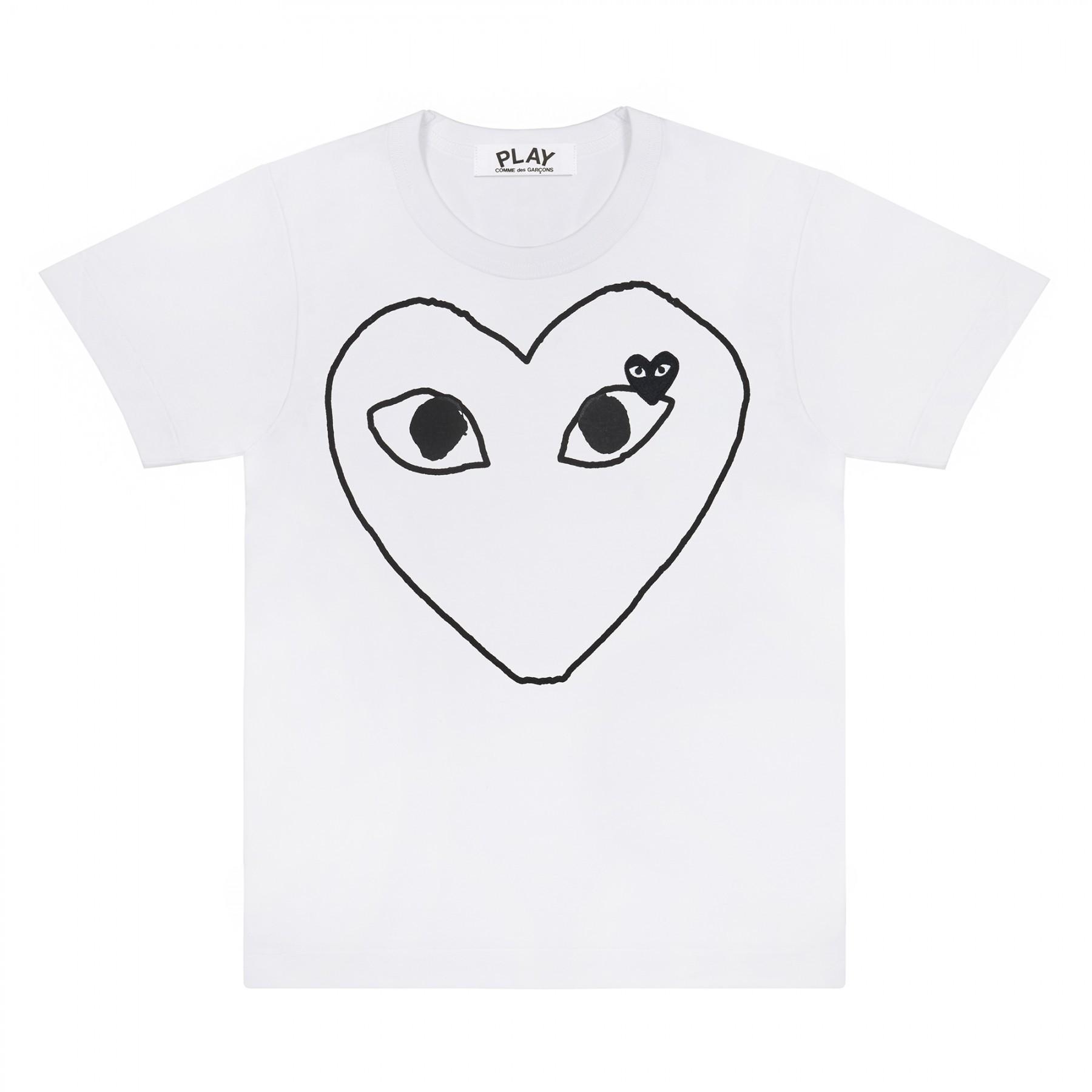 Three-Star Trendy Heart Print Unisex T-Shirt, 260g Heavyweight Pure Cotton, Short-Sleeved Small