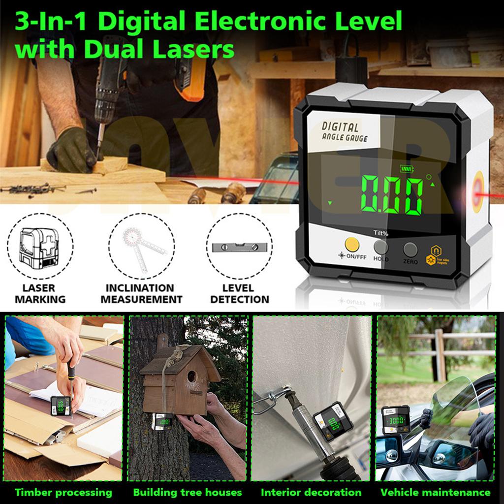 Digital Level Angle Gauge 360° Mini Measuring Digital Inclinometer With Magnetic Base Electronic Universal Bevel Protractor
