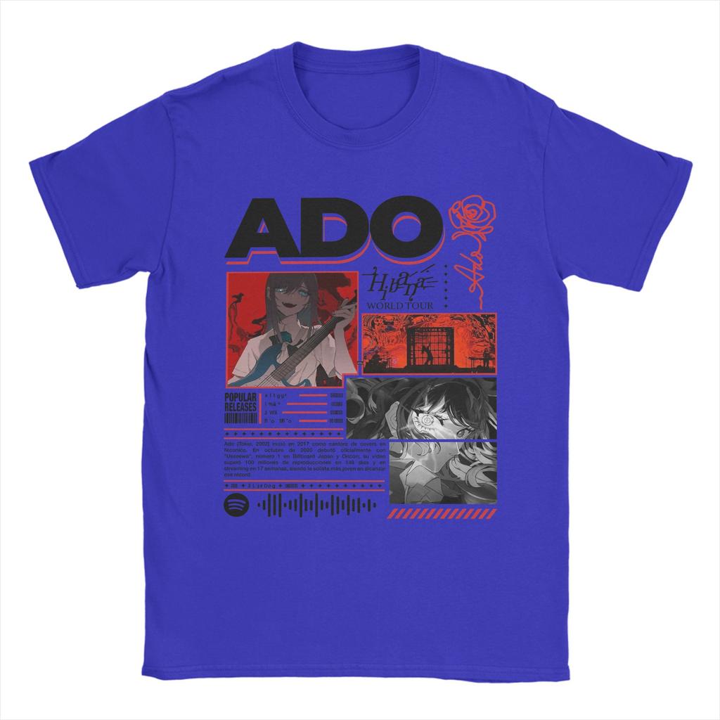 Męska koszulka ADO WORLD TOUR 100% bawełna Odzież Zabawna z krótkim rękawem z okrągłym dekoltem Koszulka Unikalne T-shirty