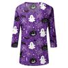 Damen Freizeit Halloween Aufdruck V-Ausschnitt Dreiviertelarm Oberteil Leicht Bequeme Passform Stilvolles Design für den Alltag
