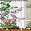 Chinese Style Flowers Bird Scenery Waterproof Shower Curtain Bath Curtains 3d Printing Bathroom with Hooks Washable Cloth Screen