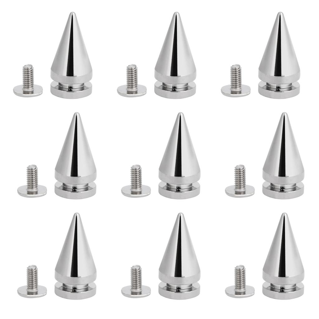 20 Pcs 10*20mm Silver Metal Bullet Spikes Studs Rivets Bag Belt Leathercraft