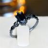 Luxury Female Zircon Stone Black Gold Color Wedding  Promise Love Engagement Rings For Women
