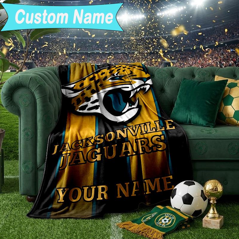 Custom Name Blanket Jaguar Team Spirit Blanket Bedding Blanket for Travel, Camping, Living Rooms, Offices, Sofas, Fan Christmas Gift