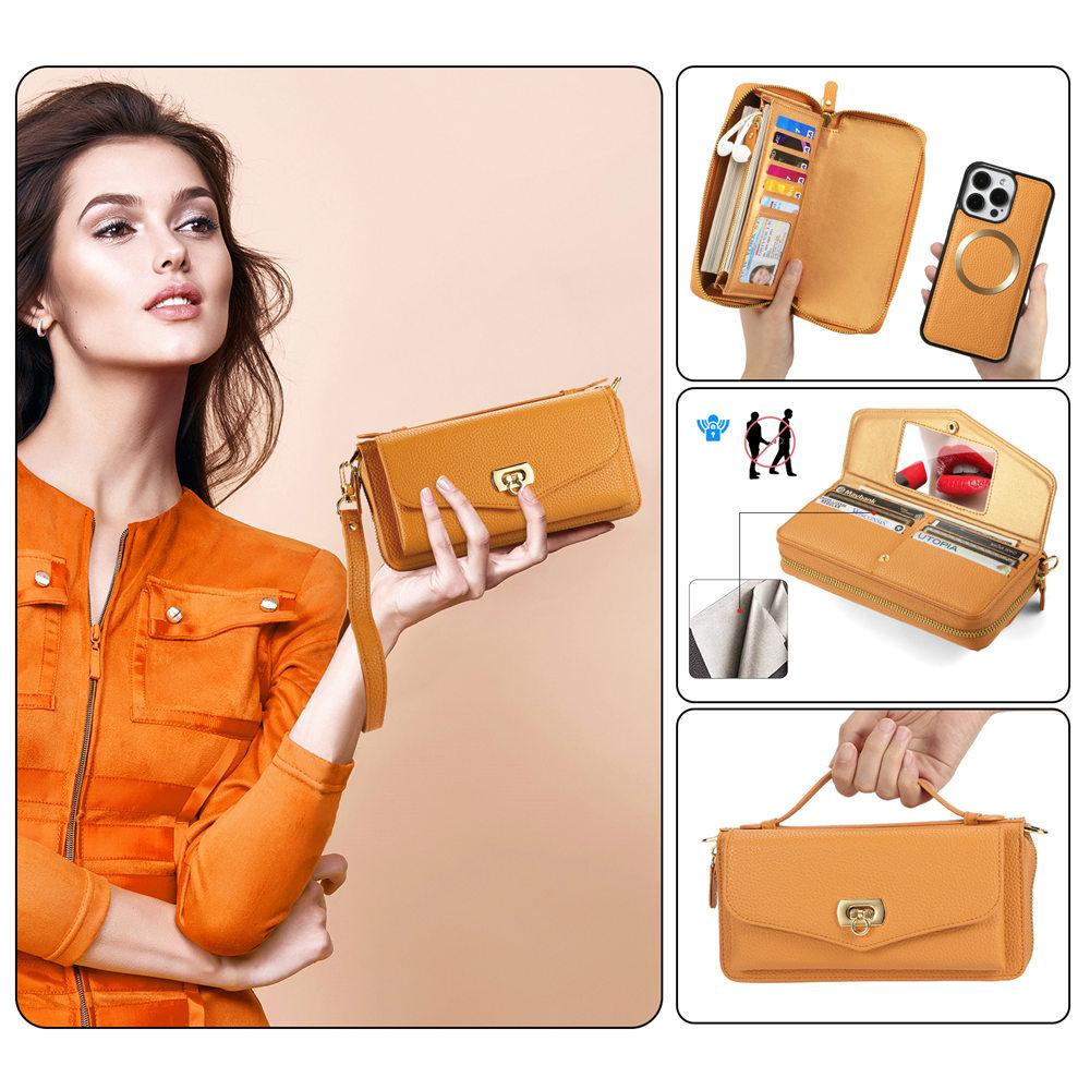 Detachable Lanyard Leather Wallet Cards Case For iPhone 17 17Air 16 15 14 Plus 13 12 11 Pro Max Crossbody Handbag Magnetic Cover