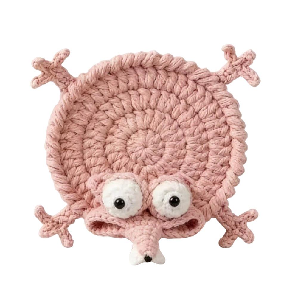 Handmade Crochet Craft Crochet Animal Coaster Heat Insulation Coffee Pad  Home Kitchen Table Decor