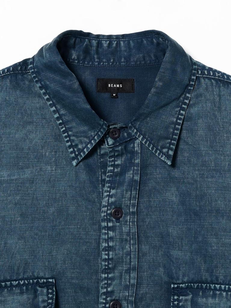 BEAMS Fade Work Medium Men's Shirt, Blue,