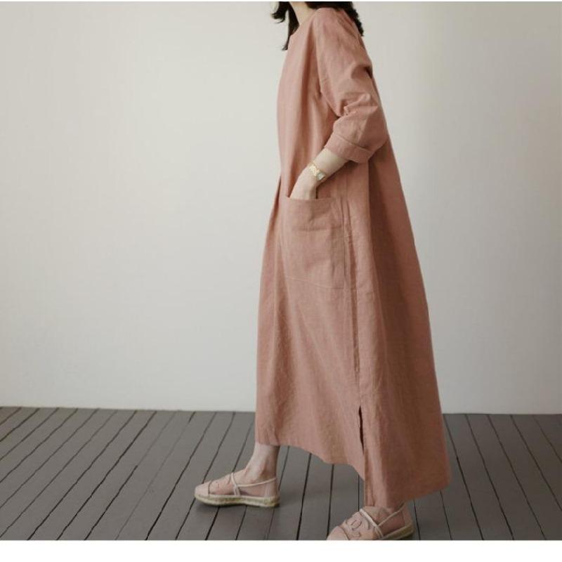 Cotton and Linen Women's Loose Casual Dress