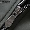 KAISER Men's Sheepskin Stand Collar Motorcycle Leather Jacket