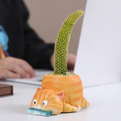 Yousheng Tier Blumentopf Katze Hund Sukkulenten Töpfe Harz Pflanzgefäß mit Abzugsloch für Sukkulenten Heim Büro Schreibtisch Dekoration
